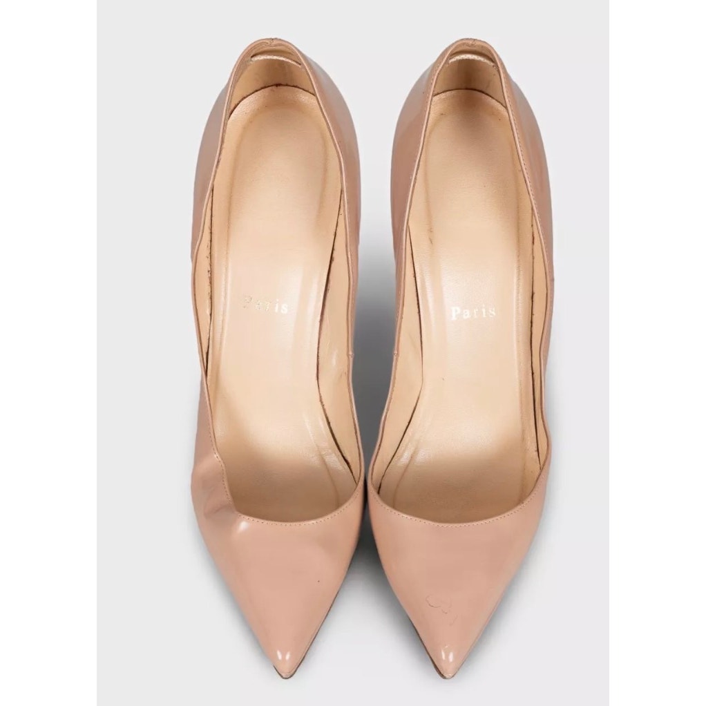 Christian Louboutin Beige Leather Pointed Toe Heels Sz.39.5 pre-owned