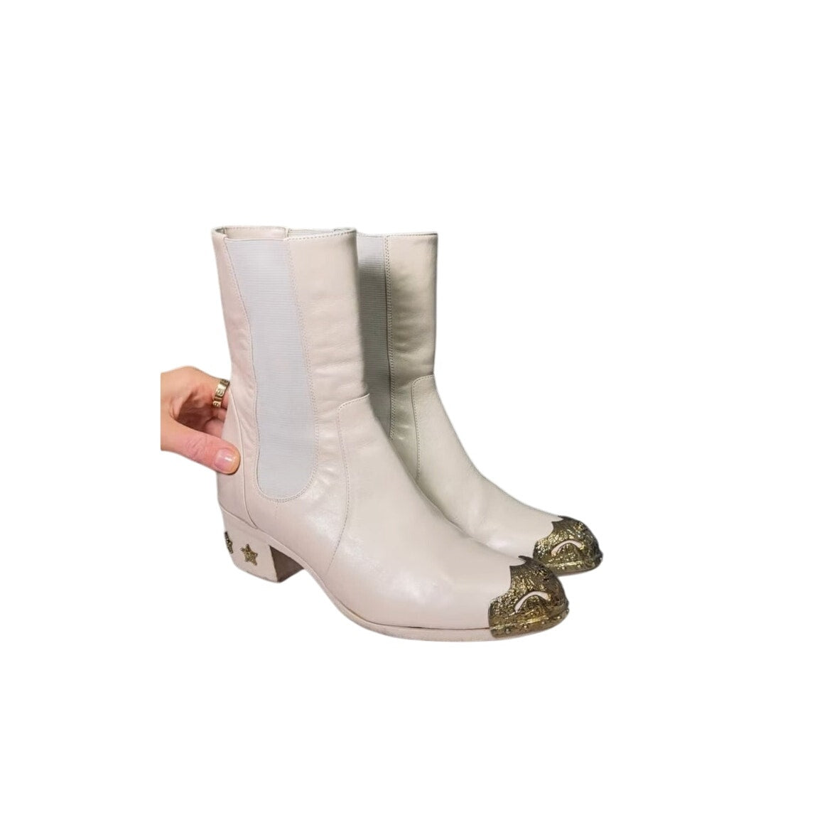 Chanel Paris-Dallas Beige Leather Ankle Boots - Size 37 Pre-owned