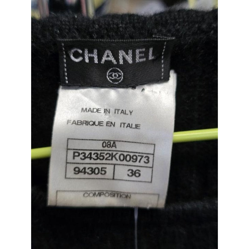 Chanel Black 100% Cashmere Belted Dress - FR 36 / S Pre-owned