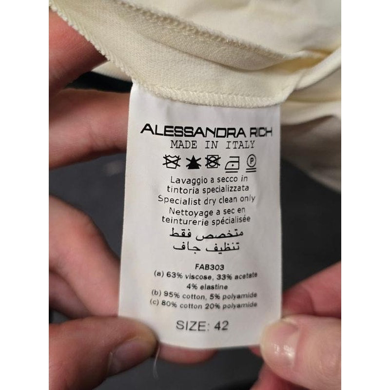 Alessandra Rich White Dress with Elegant Lace Hem Sz.42 Pre-owned