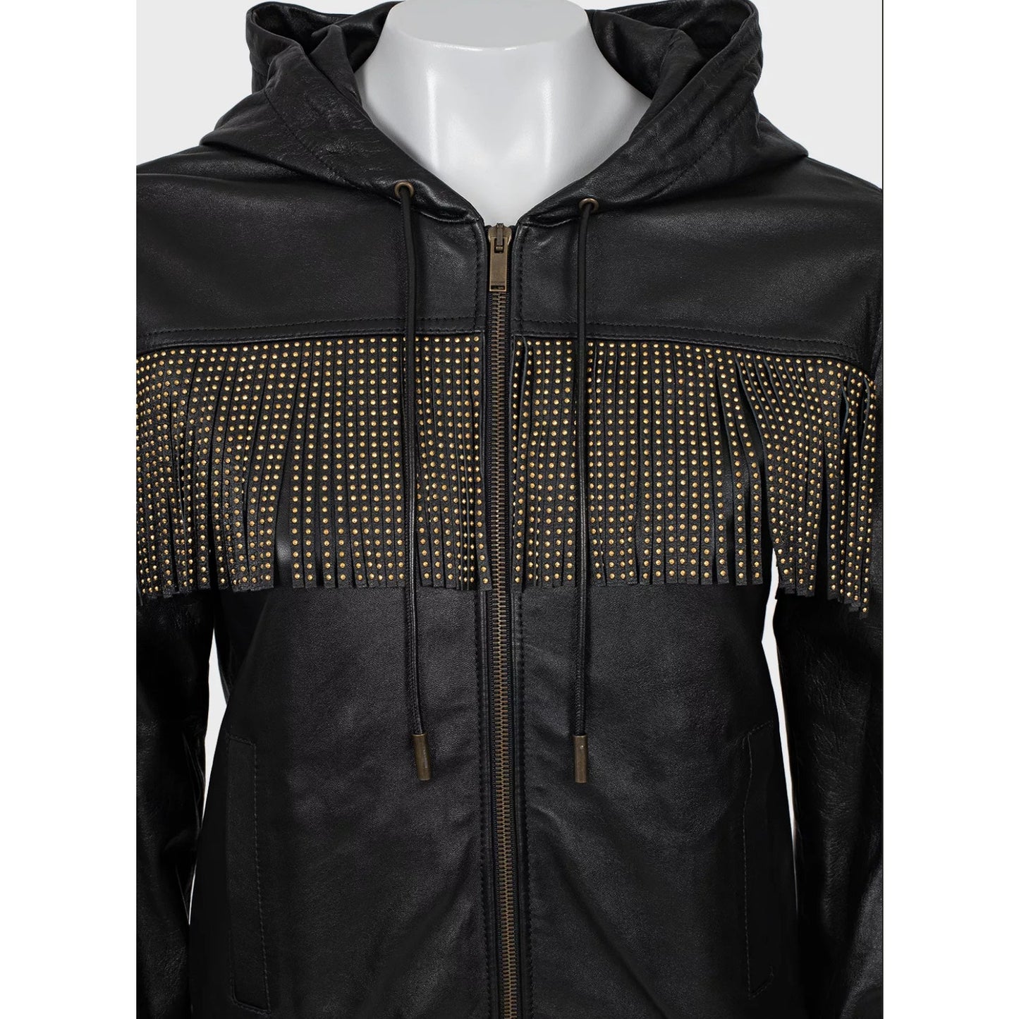 Saint Laurent Black Fringe Leather Jacket - Size S / FR36 pre-owned