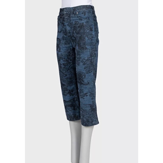 NWOT Christian Dior Blue Toile Print Denim Capri Pants 36/S Pre-owned