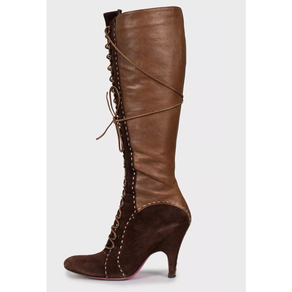 Emanuel Ungaro Brown Leather Suede Boots - US 8 / EU 38 pre-owned