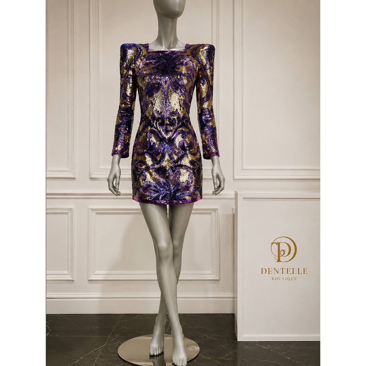 Balmain Embellished Silk Sequin Mini Dress FR 38 Pre-owned