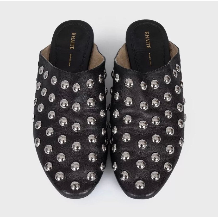 Khaite The Otto Black Leather Clogs - Size 38.5 pre-owned