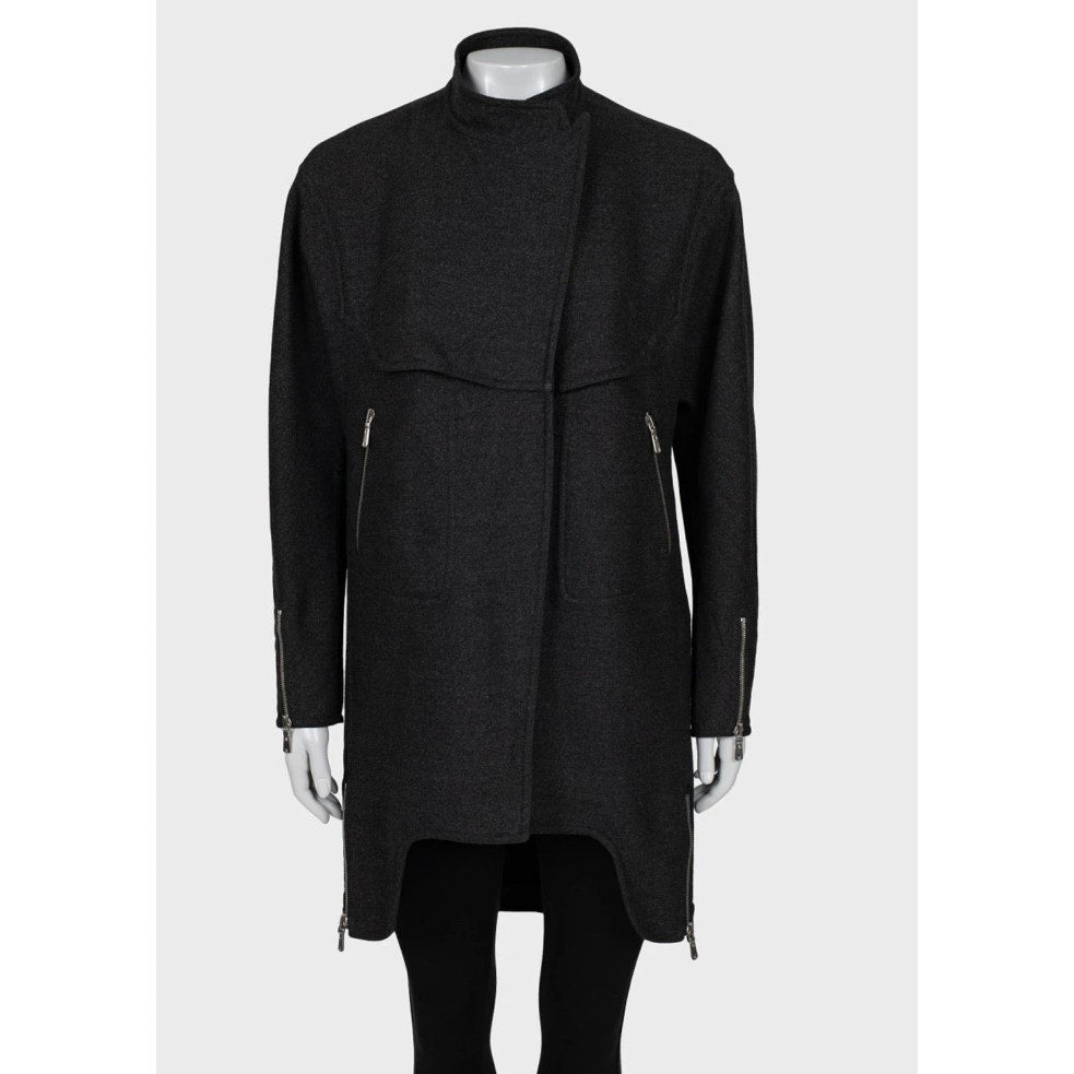 Saint Laurent Dark Gray Wool Coat - Size Medium (FR38) Pre-owned