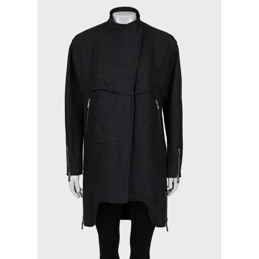 Saint Laurent Dark Gray Wool Coat - Size Medium (FR38) Pre-owned