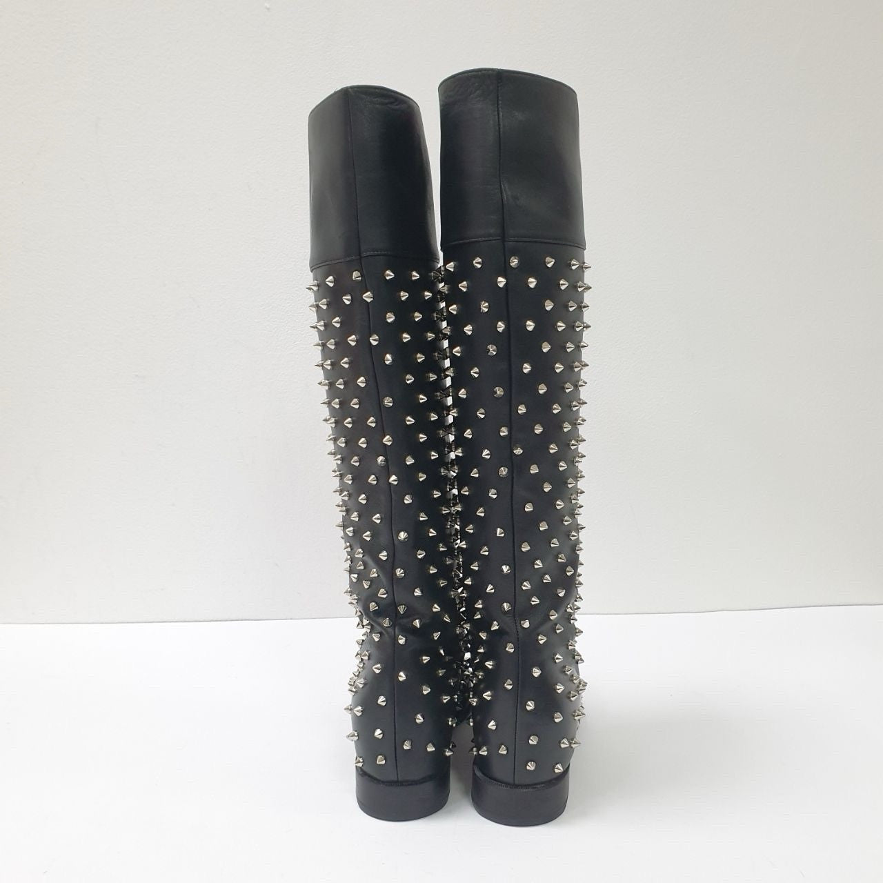 Christian Louboutin Studded Flat Knee Black Boots Sz. 38