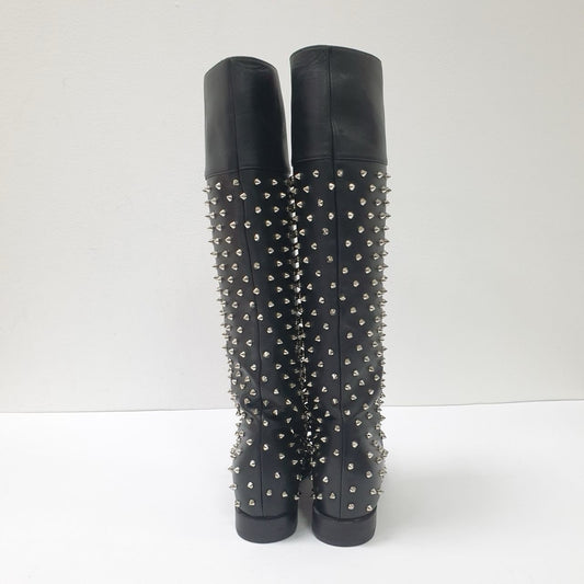 Christian Louboutin Studded Flat Knee Black Boots Sz. 38