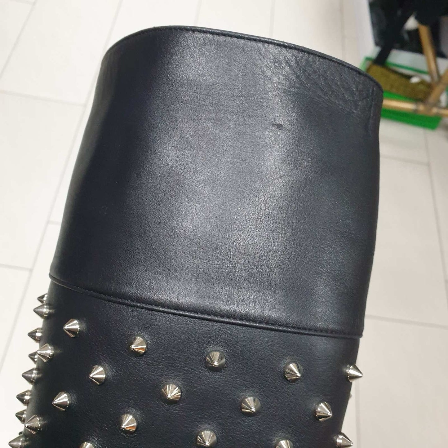 Christian Louboutin Studded Flat Knee Black Boots Sz. 38