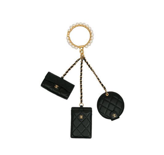 Chanel 2021 Pearl Crown Cc Wristlet Multi Pouches Clutch Bag