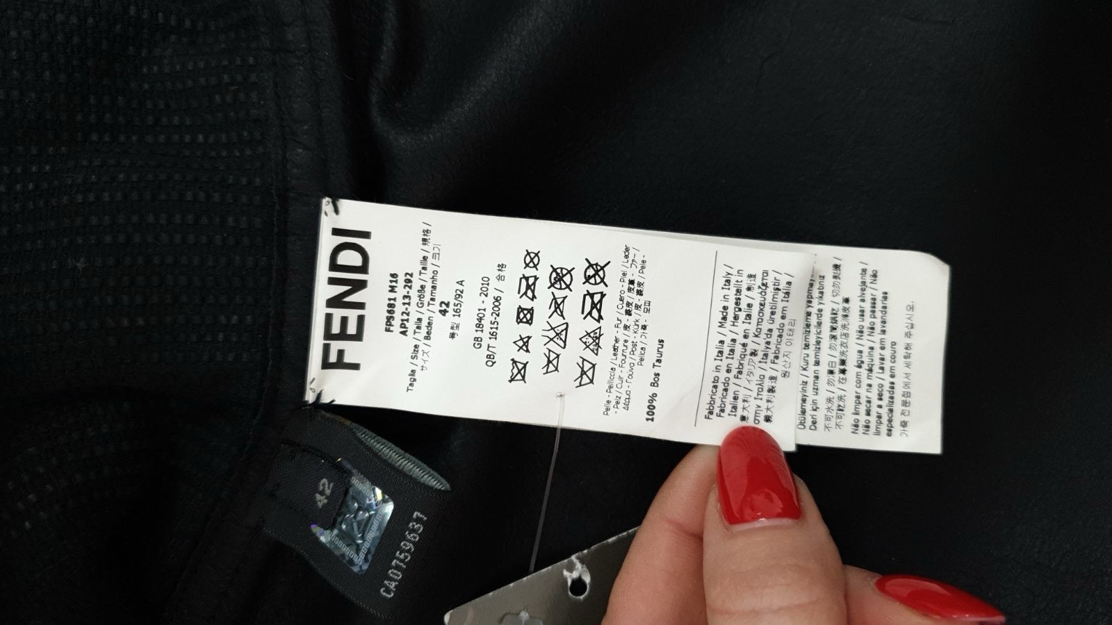 Fendi  Black Leather Fringe and Loops Coat Sz.42