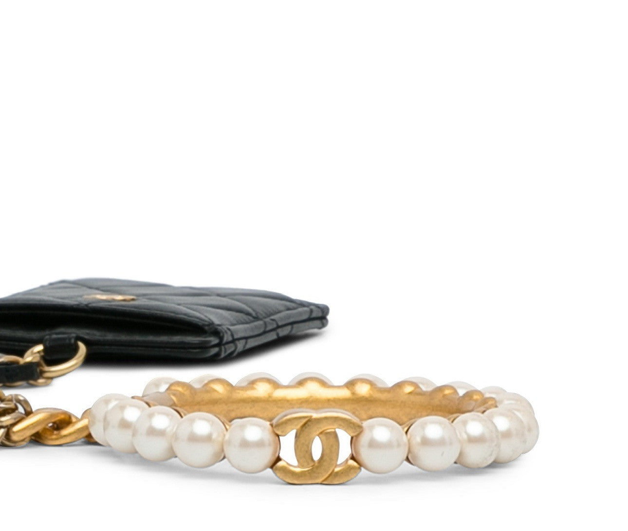 Chanel 2021 Pearl Crown Cc Wristlet Multi Pouches Clutch Bag