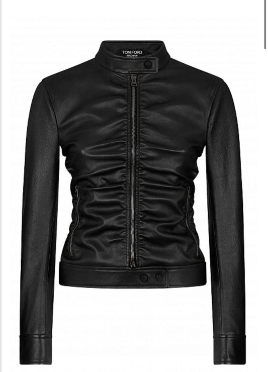 Tom Ford Lamb Leather Biker Jacket Sz.40