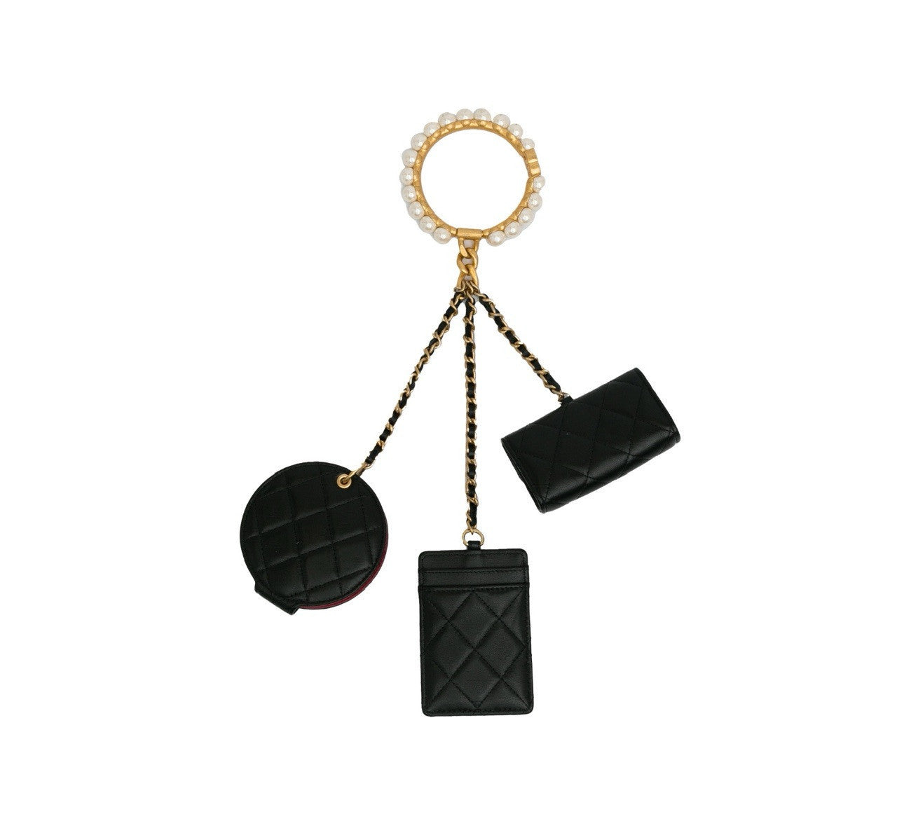 Chanel 2021 Pearl Crown Cc Wristlet Multi Pouches Clutch Bag