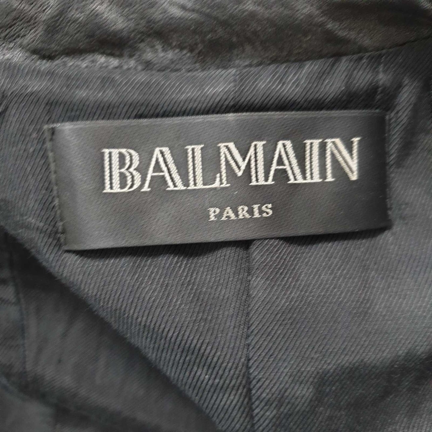 BALMAIN Black Grained Leather Double-Breasted Jacket Sz.38