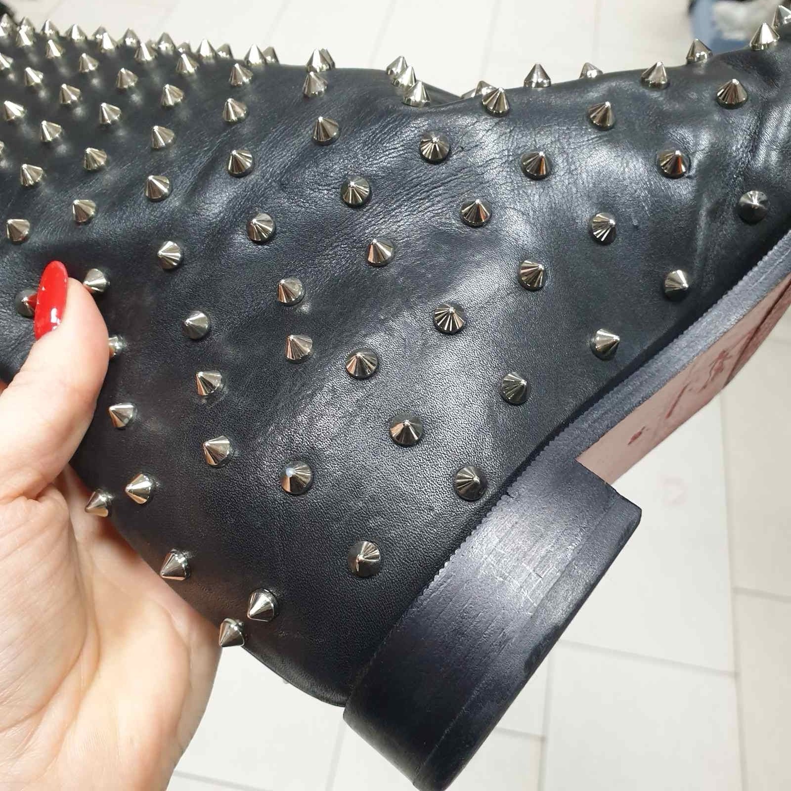 Christian Louboutin Studded Flat Knee Black Boots Sz. 38