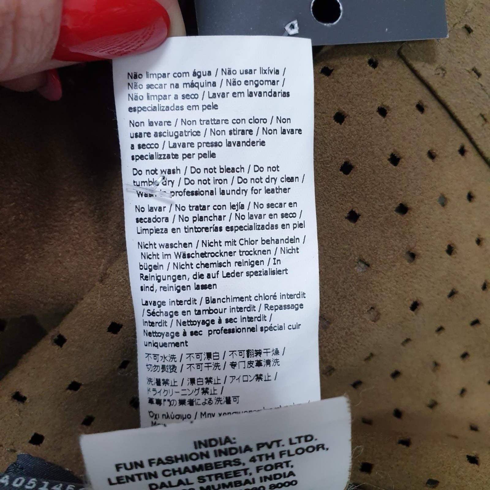 Fendi Brown Beige Ivory Perforated Leather Moto Jacket Sz.40