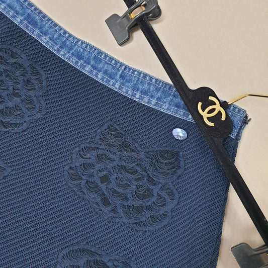 CHANEL Camellia Denim Mini Skirt Sz.38