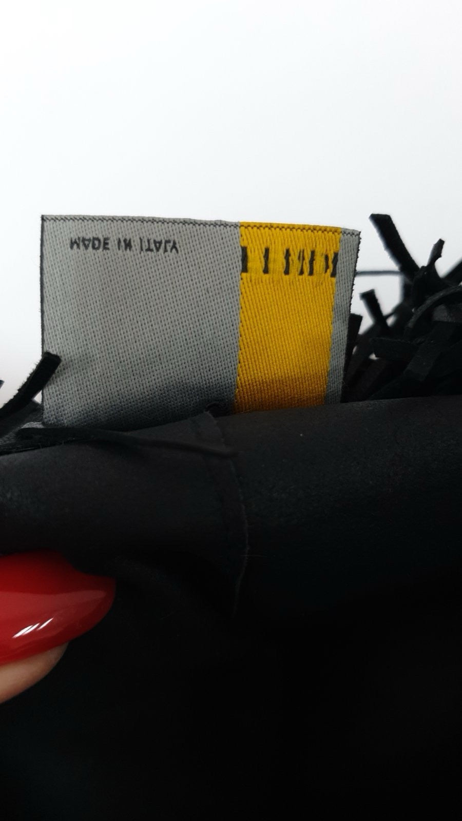 Fendi  Black Leather Fringe and Loops Coat Sz.42