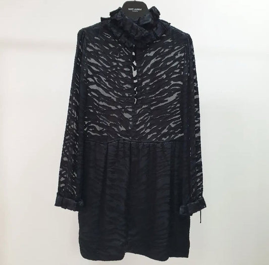 Saint Laurent Black Printed Mini Dress Sz.38