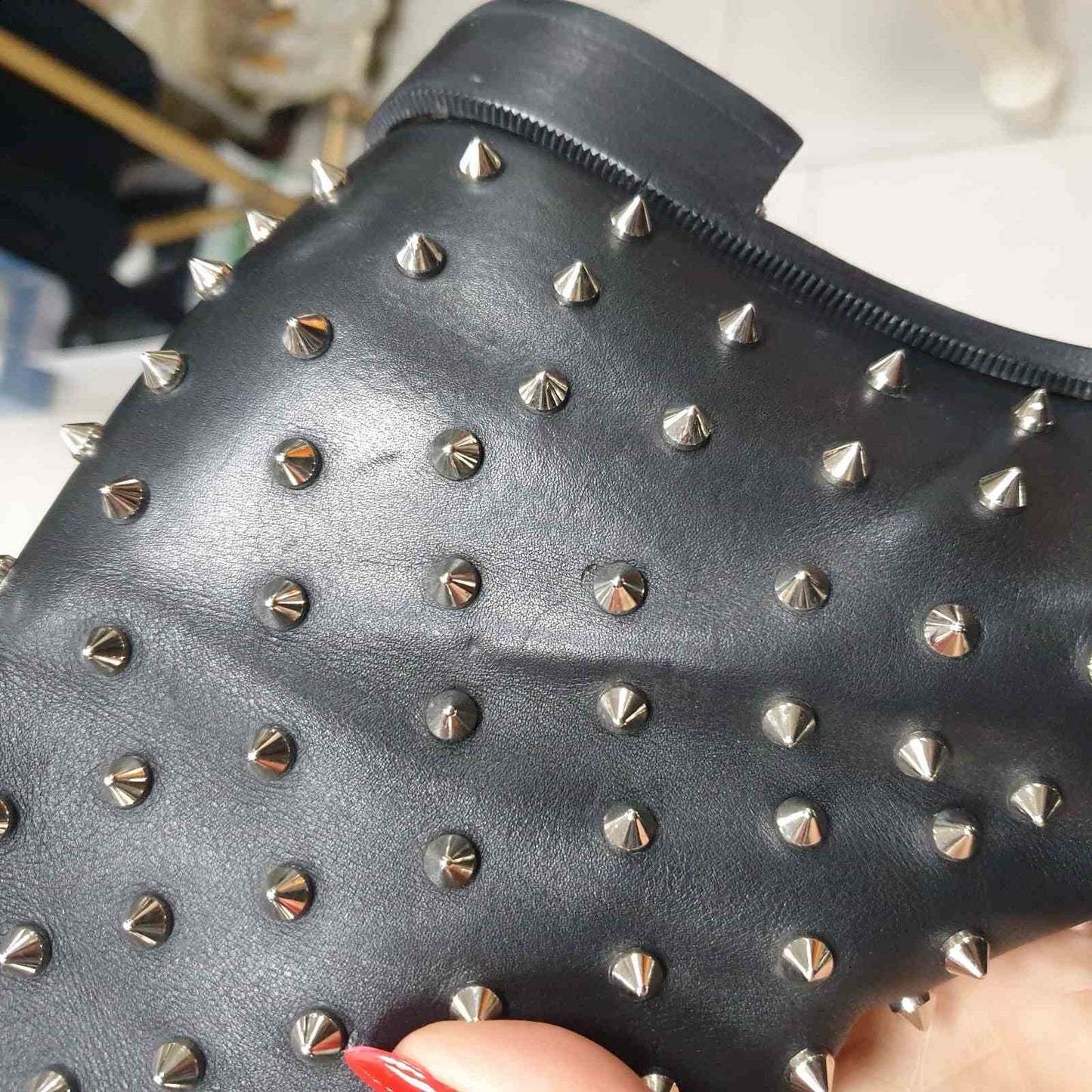 Christian Louboutin Studded Flat Knee Black Boots Sz. 38