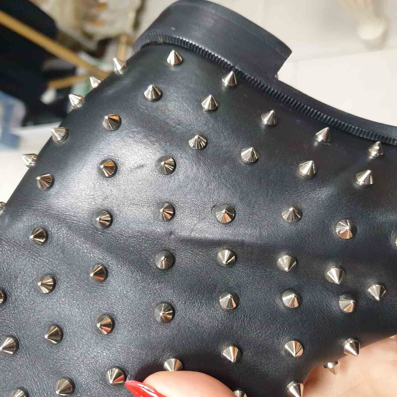 Christian Louboutin Studded Flat Knee Black Boots Sz. 38