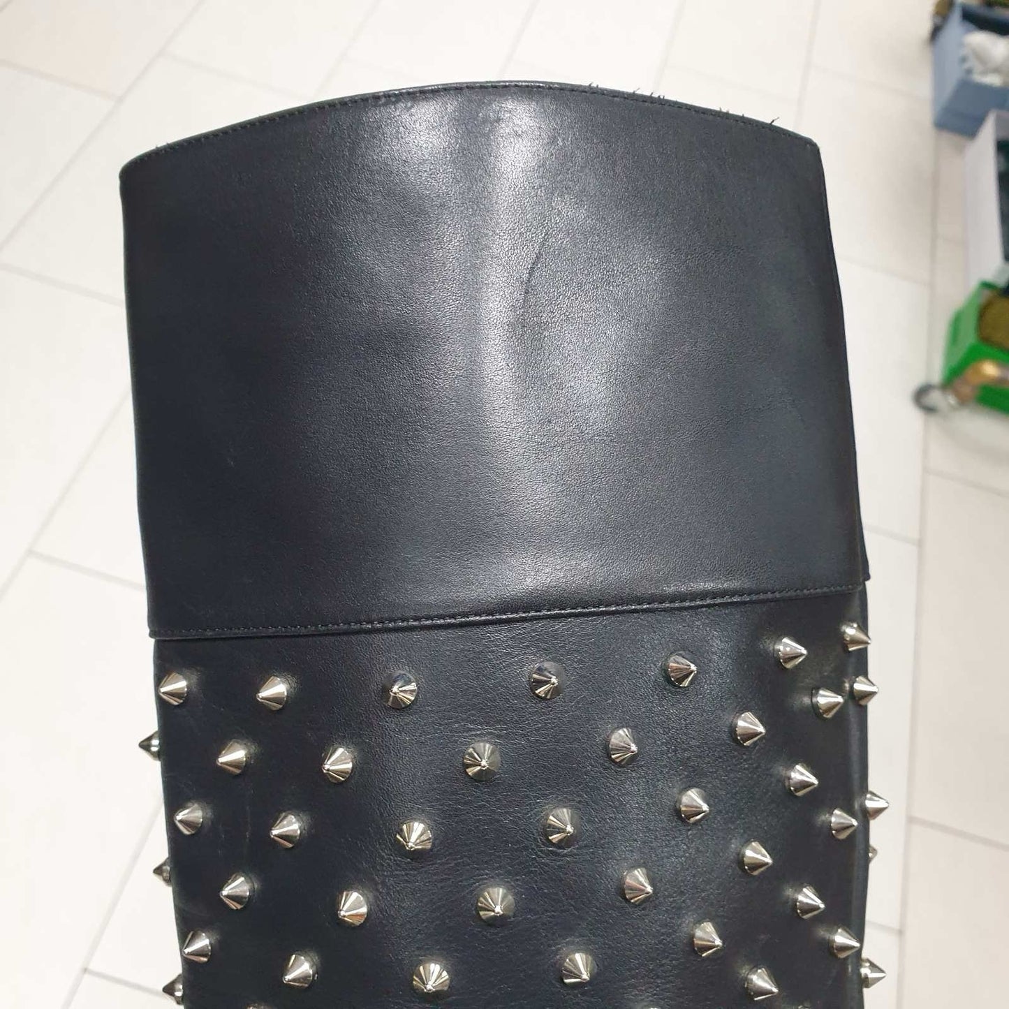 Christian Louboutin Studded Flat Knee Black Boots Sz. 38