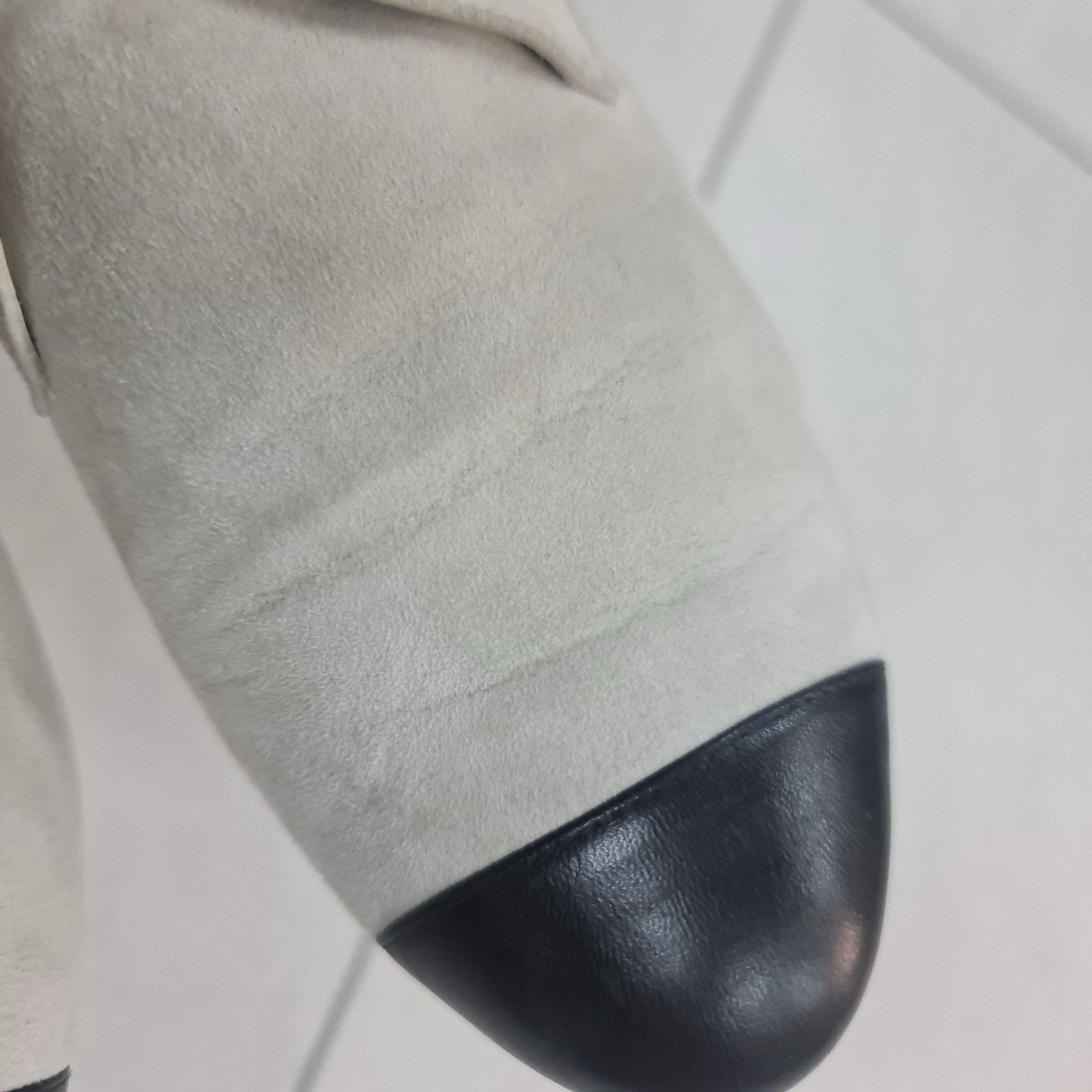 Chanel Gray Suede Lace Up Ankle Boots Booties Sz.39