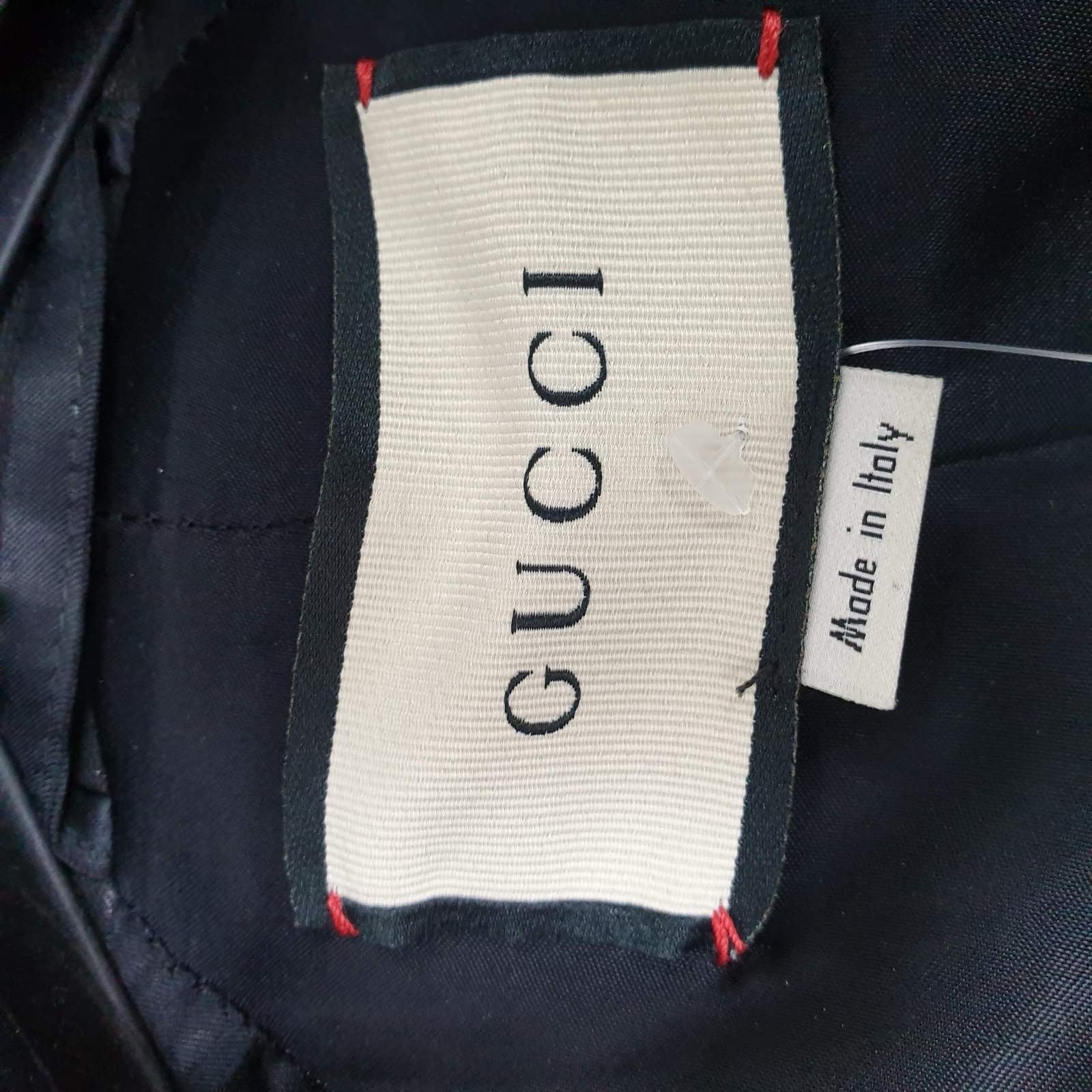Gucci Black Leather Strawberry Patch Track JacketSz.40