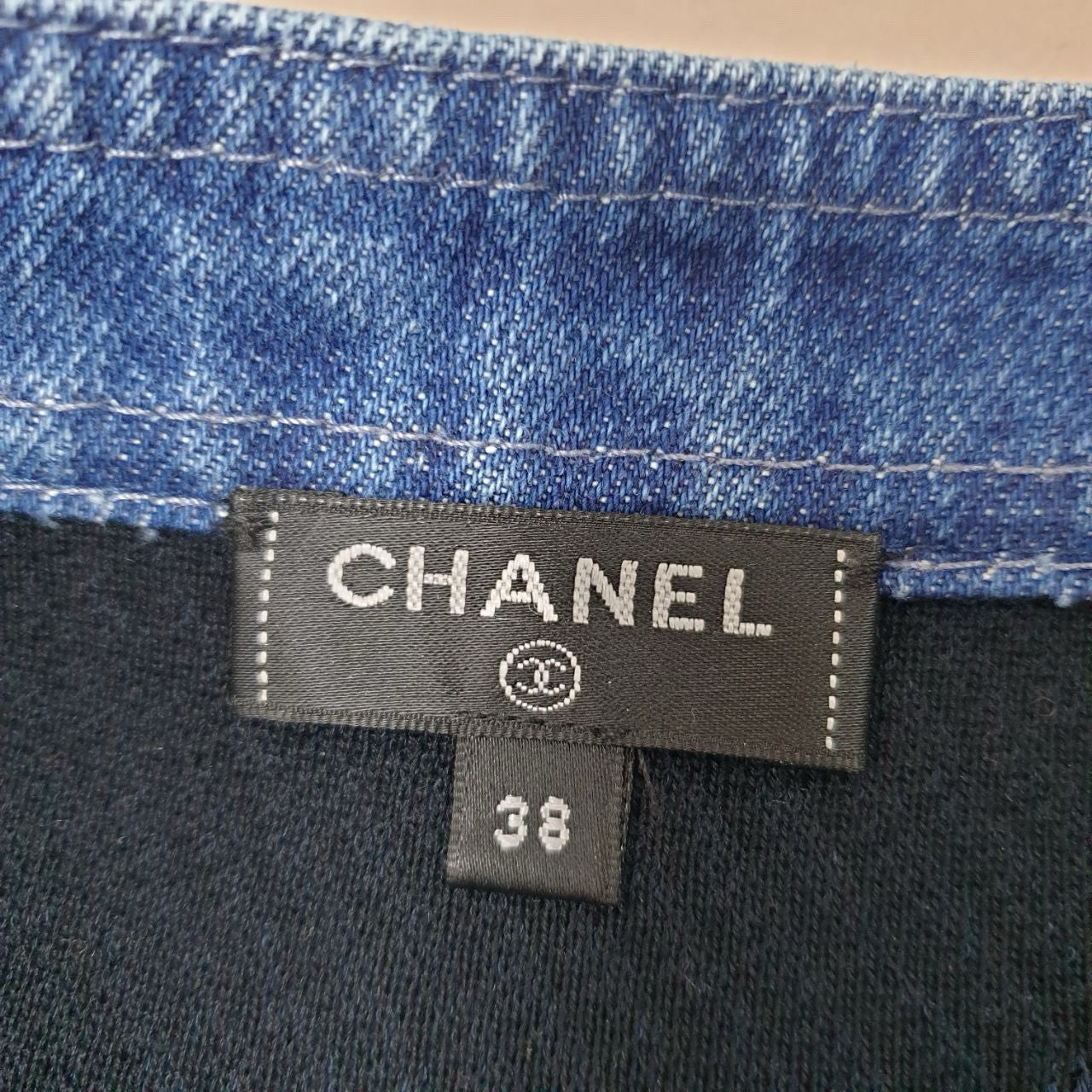 CHANEL Camellia Denim Mini Skirt Sz.38