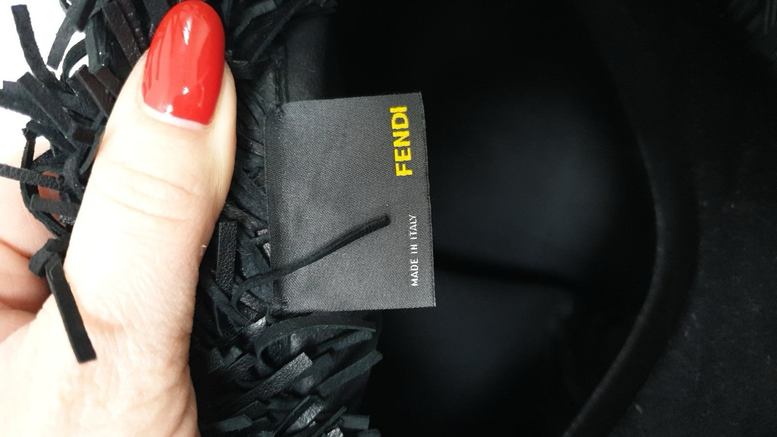 Fendi  Black Leather Fringe and Loops Coat Sz.42